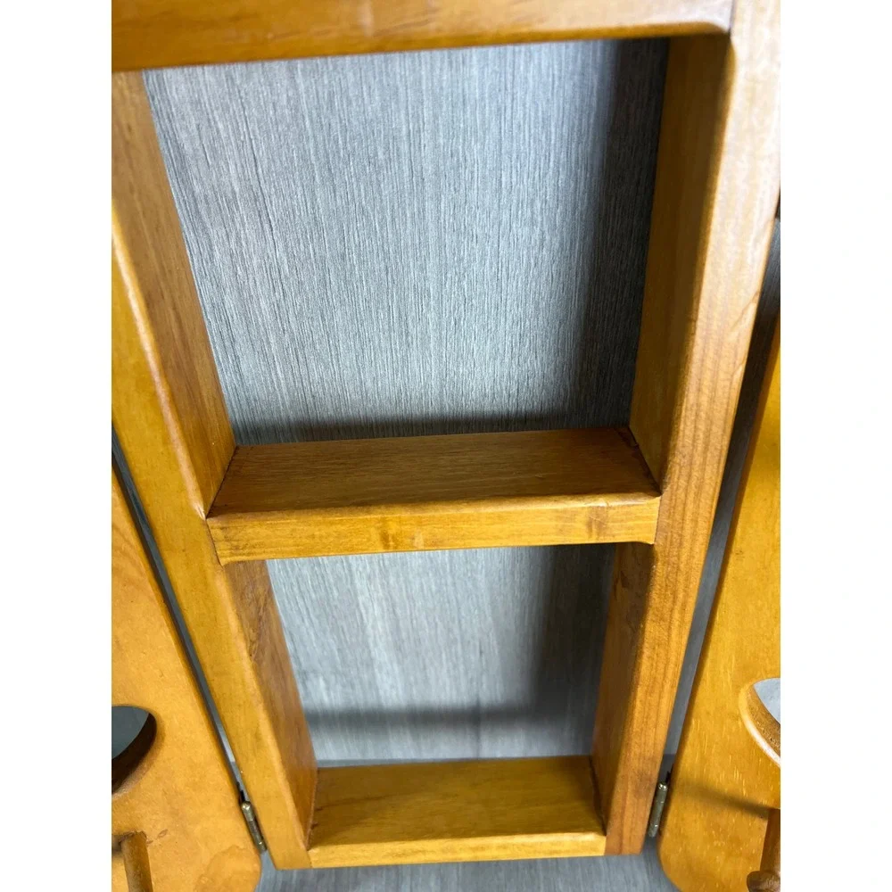 Vintage Wooden Heart Wall Shelf Peg Hooks Country Cottage Folding Spice Rack